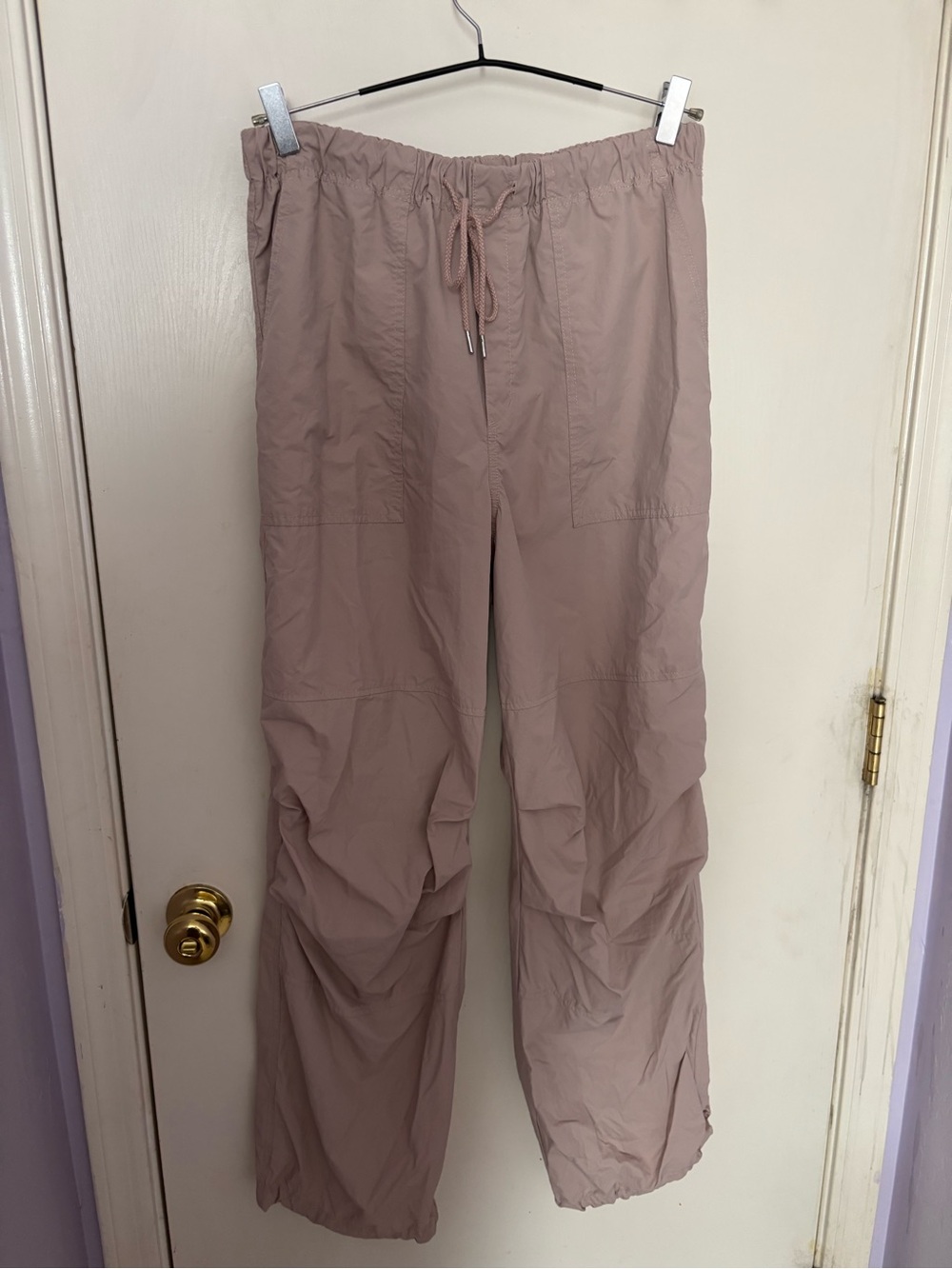 EUC GU Lightweight Parachute Drawstring Pants in Dusty Pink, Size XXL